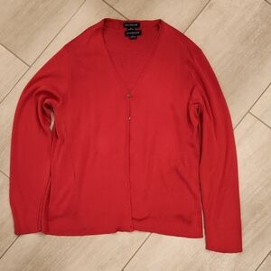 Dark Rose Color XL Cardigan With Sleeveless Size L Insert Ann Taylor 100% Silk